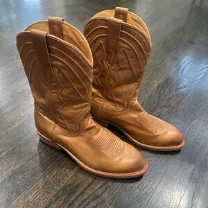 Tecovas Jason Leather Cowboy Boots Western Caramel Tan Men's 10 D Vibram Sole